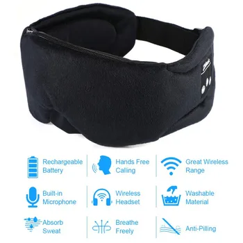Mazgājams Miega Austiņu Acu Maska Bezvadu Bluetooth 5.0 Austiņas Miega Mīksto acu maska Brīvroku Stereo Austiņas ar Mic 10481