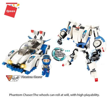 QMAN Pilsētas Transformācijas Robotu Veidošanas Bloku komplekts 2in1 tehnika auto modelis konstruktors Ķieģeļi izglītojošas rotaļlietas Bērniem dāvanu
