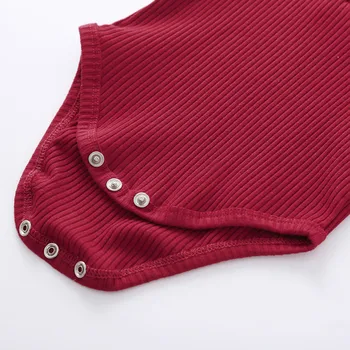 0-24Months Rudens Ziemas Tīru krāsu trikotāžas Zīdaiņiem Jaundzimušo Bērnu Meitenes Zēni Salātu Cietā Bodysuits+Elastīgās Bikses Tērpiem Kopa M5