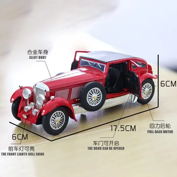 1:32 klasisko auto modelis ben tley 8L antīko auto modeļa simulācijas skaņas un gaismas pull atpakaļ, auto rotājumi retro modelis rotaļu automašīnu dāvanu