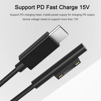 1.8 m USB Type C 15V PD Barošanas Lādētāja Adapteri Uzlādes Kabelis priekš Microsoft Surface Pro 7/6/5/4/3/GO/GRĀMATU Klēpjdatoru 1/2