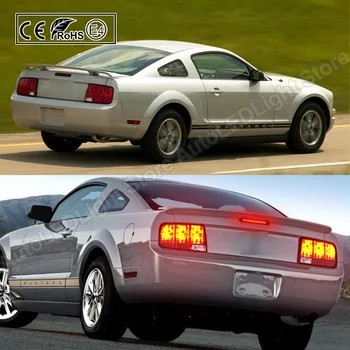 1 gab. Ford Mustang 2005. - 2009. Gadam Automašīnas Trešās 3. Bremžu Gaismu 16-LED Super Spilgti Sarkano lēcu Stop Lampas 12V