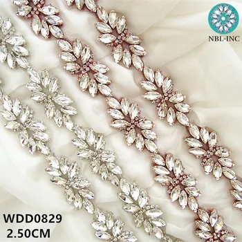 (1 PAGALMĀ) Līgavas kāzu sudraba fāzēm kristāla Rhinestone Aplikācijas Melns, zelta, dzelzs, par kāzu kleitu WDD0278