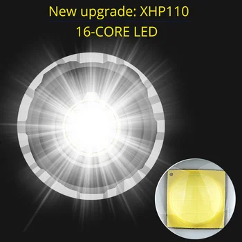 10000mah Uzlādējams XHP110 Spēcīgu kabatas Lukturīti Lāpu 21700 Akumulatora Led Lukturīti Taktiskās XHP99 Zibspuldzes Gaismas USB Zoom Lampas