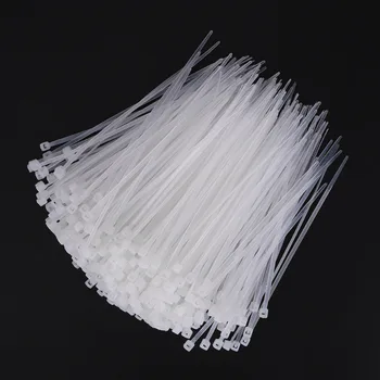 1000pcs/Daudz Neilons Kabeļu Saites Zip Saites, 3 x 100 mm Balts Standarta pašbloķējoši Plastmasas Kabeļu Saites, Balta bridas de plastico