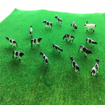 100gab 1:150 Tiny Mēroga Modeli, Krāsots Melnā Un Baltā Lauksaimniecības Dzīvnieku Govs Diorāma Miniatūra Saimniecība Ainavu Veidošanas
