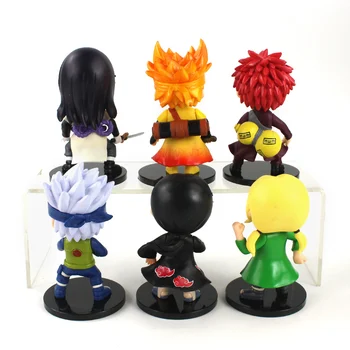 10cm 6pcs/set Naruto Uzumaki Uchiha Itachi Kakashi Tsunade Gaara Q Versija Mini Lelles PVC Modelis Attēlā Rotaļlietas