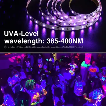 10M 33ft LED Gaismas Sloksne Melnā Gaisma UV Lentes Komplekts 600Units UV Lampu Krelles Elastīgu Blacklight LED Lentes Spīd Ultravioleto Puse