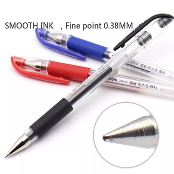 10pcs/Daudz Gēla Pildspalvas Komplekts 0.38 mm Soda Punktu, Rakstot Melna Zila Sarkana Tinte Gēla Pildspalva Uniball Stylo Signo Dx UM151 Biroja Piederumi
