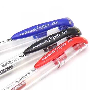 10pcs/Daudz Gēla Pildspalvas Komplekts 0.38 mm Soda Punktu, Rakstot Melna Zila Sarkana Tinte Gēla Pildspalva Uniball Stylo Signo Dx UM151 Biroja Piederumi