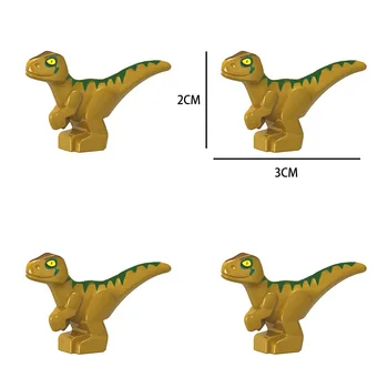 10Pcs Jurassic Baby Balts Zils Melns Brūns Velociraptor Dinozauru Pasaulē 2 Celtniecības Bloki, Bērniem, Ķieģeļu DIY Izglītības Rotaļlieta Dāvana