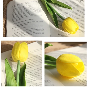 10PCS Tulip Mākslīgo Ziedu Lateksa Kāzas, Līgavas Pušķis Mājas Dekori rotā Viltus ziedi Dekoratīvie Ziedi Kāzām