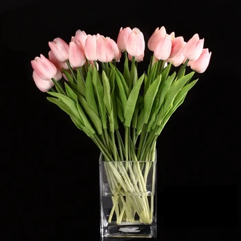 10pcs Tulpju Ziedu Lateksa Nekustamā Touch Kāzu Pušķi Dekori Labāko Kvalitāti Ziedi (rozā tulpe)