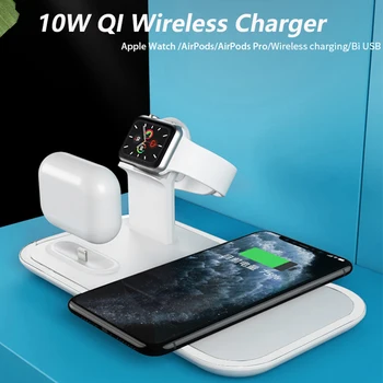10W QI Bezvadu Lādētāju 3 in 1 Ātrās Uzlādes Statīvs iPhone 12 Pro Max Samsung, Huawei Ātri Telefona Uzlādes Turētājs Stacijas Stentu
