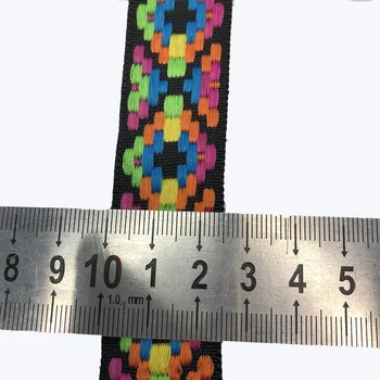10yards/daudz plašu 2.5 cm Kokvilnas Žakarda Lentes Apdares Ģeometriskā četrstūra dizains, apģērbu piederumu LS-0771