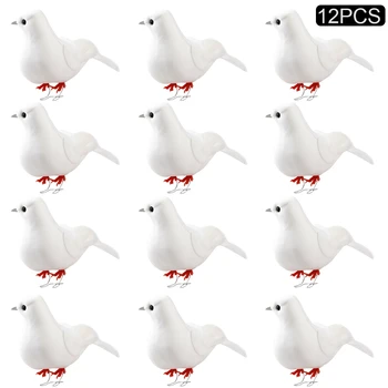 12 Gab DIY Amatniecības Mākslīgā Simulācijas Putu Putnu Balto Spalvu Zālienu Statuetes, Ornamentu, Kāzu Dekorēšana Puses Piederumi
