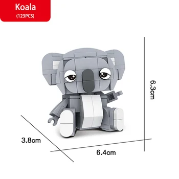 123pcs Dzīvniekiem Skaitļi Koala Modelis Pelēks Izglītības Rotaļlietas Bērniem Bērniem Dāvanas Draugiem KM Celtniecības Bloki, Rotaļlietas Dzīvnieku Zoo Attēls