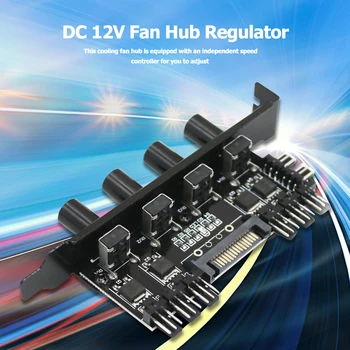 12V Datora korpusa Ventilatoru Hub Regulators 8 Veidu, 4 Pogu SATA/3Pin Ātruma regulators uz CPU gadījumā