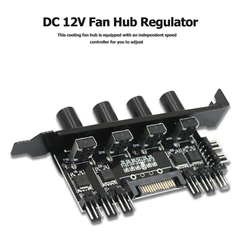 12V Datora korpusa Ventilatoru Hub Regulators 8 Veidu, 4 Pogu SATA/3Pin Ātruma regulators uz CPU gadījumā