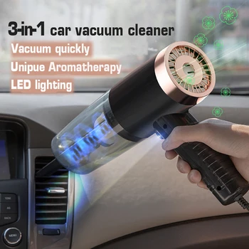 12V Portatīvo Rokas Automašīnas putekļsūcējs Slapjš Sauss Divējāda lietojuma ar LED Lukturīti + Automašīnas Smaržas