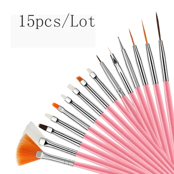15pcs/komplekts Nagu make up komplekts krāsas otu Nagu Punktu Dimanta Pull Pildspalvu Dip Pen Gaismas Terapija Pildspalvu Skaistums Nagu Mākslas Instrumentu komplekts