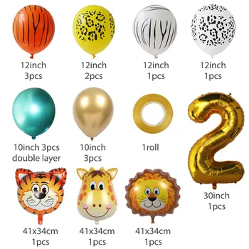 18pcs Džungļu Dzīvnieku Baloni noteikt Chrome Metāla Balonu Zelta Skaits Globos 1 2 3 4 5 6 7 8 9 Gadiem Bērniem Dzimšanas dienas ballīti Dekori