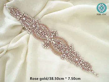 (1GAB.) Plašu kāzu kristāla, sudraba rhinestone appliques zelta dzelzs par kāzu kleitas apģērba WDD0766