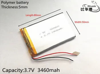 1gb Polimēru akumulators 3460 mah 3,7 V 505080 smart home Li-ion akumulatoru dvr mp3 mp4