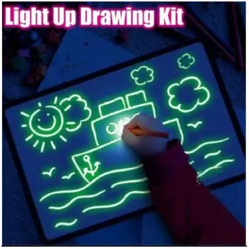 1PC A4 A5 LED Gaismas Zīmēšanas Valdes Grafiti Doodle Zīmēšanas Tablete Burvju Zīmēt Ar Gaismu-Jautri Dienasgaismas Pildspalvu Izglītības Rotaļlieta