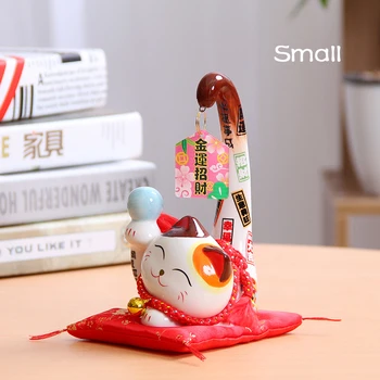 1pc Japāņu Stila Maneki Neko Keramikas Laimīgs Kaķis Karikatūra Ilgi Asti Kaķis Statuja Feng Shui Business Rotājumu Mājas Apdare