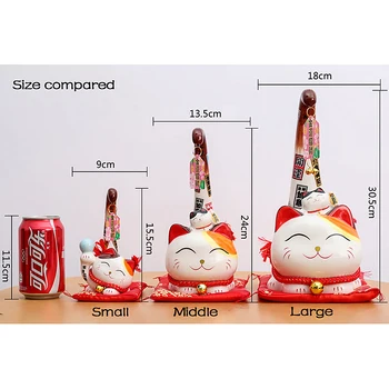 1pc Japāņu Stila Maneki Neko Keramikas Laimīgs Kaķis Karikatūra Ilgi Asti Kaķis Statuja Feng Shui Business Rotājumu Mājas Apdare