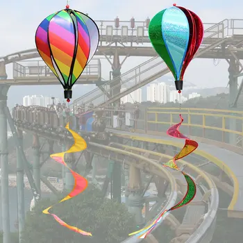1Pc Vēja Ripu Āra Dārza Izturīgs Vizuļi Vējdzirnavas Karstā Gaisa Balons, Balonu Varavīksne Vēja Twister