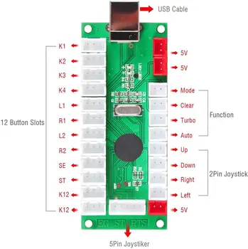 2 Atskaņotājs Arcade DIY Komplekts USB Encoder, lai DATORA Kursorsviru Spēles 5V LED Izgaismotas spiedpogas Aveņu Pi 1 2 3 3B Mame Cīņa Stick