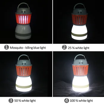 2 in1 Pārnēsājamas Laternas LED Kempings Gaismas Ūdensizturīgs Mosquito Killer Lampas Kaitēkļu Repeller 2000mAh Akumulators Dāvanu