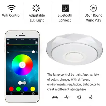 200W WiFi Modernu LED Smart Griestu Gaismas APP Inteliģentas Kontroles Griestu Lampas, Dzīvojamās Istabas RGB Dimming bluetooth Mūzikas Gaismu