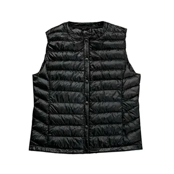2017 jaunu zīmolu collarless sieviešu dūnu jaka veste plus lieluma kvalitātes apaļa apkakle sieviešu vieglā svara vest sievietes uz leju veste