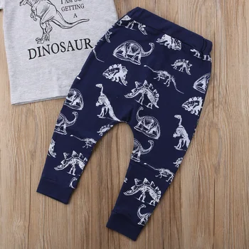 2018 Dinozauru Bērniem, Baby Boy Kokvilnas ar Īsām Piedurknēm Top T-krekls, Bikses, Zeķes Apģērbs, Apģērbu Izmēru 2-6T