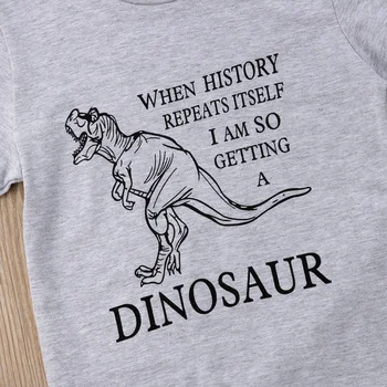 2018 Dinozauru Bērniem, Baby Boy Kokvilnas ar Īsām Piedurknēm Top T-krekls, Bikses, Zeķes Apģērbs, Apģērbu Izmēru 2-6T