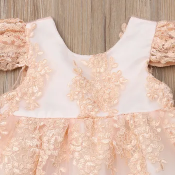 2018 Princese Modes Infant Baby Meitenes Pusi Formālu Kleita Mežģīņu Ziedu pusgarās Tutu Kleita Apģērbs no 0-4Y