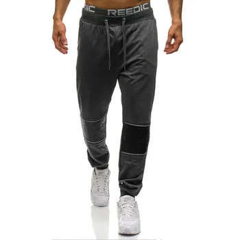 2018 Ārējās tirdzniecības karstā vīriešu sporta bikses ādas unikāla dizaina rāvējslēdzēju dekoratīvās treniņbikses joggers vīriešu bikses vīriešiem