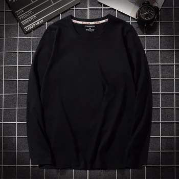 2019. gada Rudenī, Vīriešu T krekls Kokvilnas, ar garām Piedurknēm Slim T-krekls Vīriešu Pure color Augstas Kvalitātes gadījuma tee krekls balts Plus izmēra 5XL 3080