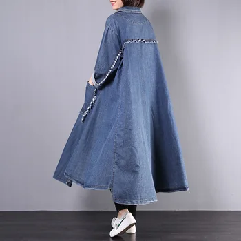 2019 sieviešu jauna rudens plus plus lieluma jakas korejiešu stilā literatūras retro ilgtermiņa stilu visas spēles zaudēt džinsa tranšejas