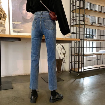 2020. gada Pavasarī Jaunu Stilu Plus Lieluma Džinsi Sievietēm Pagarināts Gara, Augsta starām. Taisnu kāju Bikses 170-185cm Garš Meitenes Pilnas Bikses