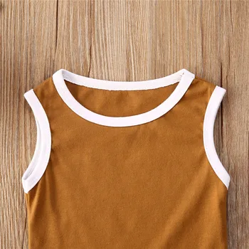 2020. gada Vasaras Jaundzimušo Bērnu, Meiteņu un Zēnu Apģērbi no Kokvilnas Ikdienas Topi bez Piedurknēm T-krekls+Šorti Toddler Zīdaiņu Treniņtērpi Apģērbs, Komplekts