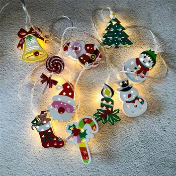 2020. gadā Santa Klauss, Ziemassvētku LED String Gaismas Vainags Dekoratīvās Pasaku Gaismas Ziemassvētku Deocr Mājas Svētku Apgaismojums Navidad 43677