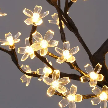 24 Led Dekoratīvā Galda Lampa Cherry Blossom Stila Usb Uzlādes Koku Gaismas Ziemassvētku Pasaku Dzīvojamā Istaba Guļamistaba Galda Lampa