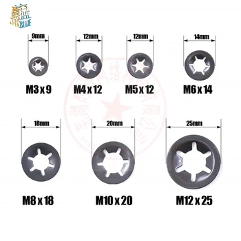 260Pcs M3 M4 M5 M6 M8 M10 M12 Push-Bloķēšanas Mazgātāji Zvaigžņu Riekstu Metāla Quick Speed Star Riekstu Fiksācijas Stiprinājums Nažu Komplekts