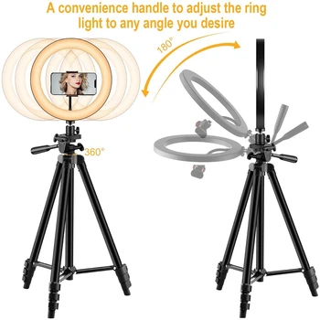 26cm LED Selfie Riņķa Gaisma Ar Statīvu Aptumšojami Gredzens Luktura Video Kameras Tālrunis Gaismas Ringlight Foto Video Tiešraidi Aizpildīt Gaismas USB