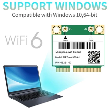 2974Mbps Wifi 6 Mini PCI-E Karti 2.4 G/5 ghz Bluetooth 5.0 Bezvadu Tīkla Wlan Wifi Karte, 802.11 Ax/Ac Windows Klēpjdatoru 10
