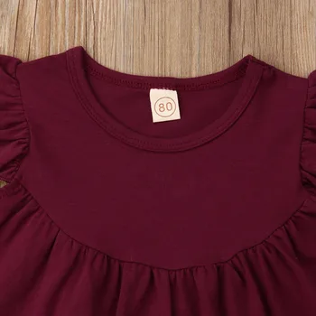 2gab Bērniem, Baby Meiteņu Tērpiem Lidot Piedurknēm Topi Savirmot Bikses Apģērbu komplekts Bērnu drēbītes, Bērnu Toddler Apģērbu 6M-4Y